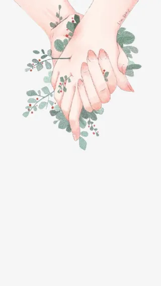 华枝春满 牵手古风花藤免抠