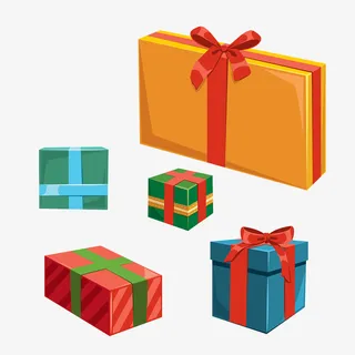 手绘卡通各种礼盒免抠