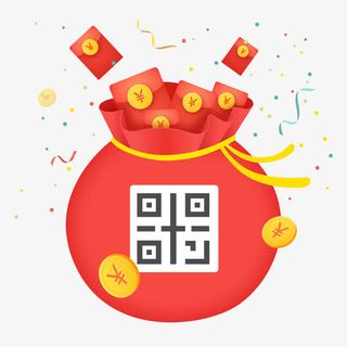 卡通二维码福袋免抠图免抠