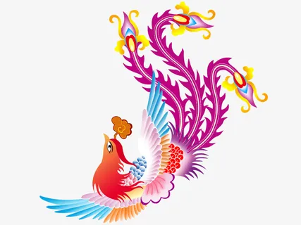 国潮彩色凤凰素材免抠