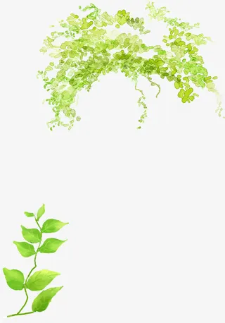 手绘绿叶春天花园免抠手绘/卡通卡通元素