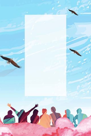 蓝色小清新青春放飞梦想背景素材高清