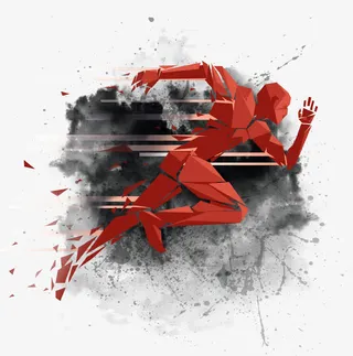 炫酷水墨奔跑人物插画免抠免抠