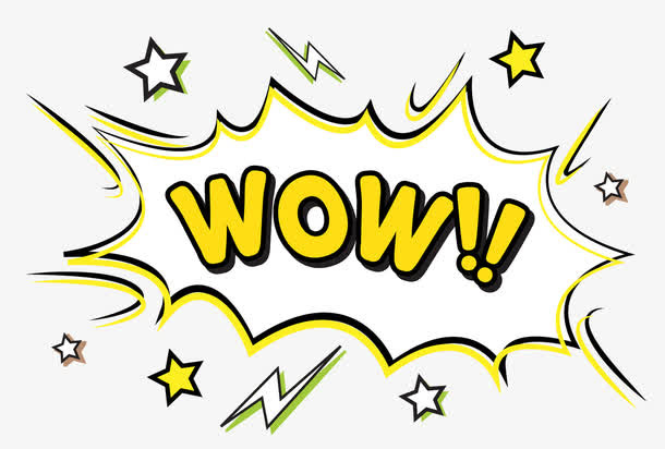 卡通WOW惊叹号装饰图案免抠