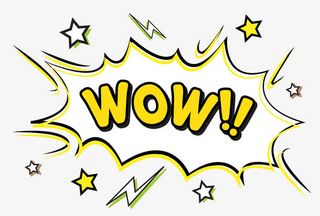 卡通WOW惊叹号装饰图案免抠