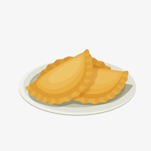矢量手绘黄色饺子免抠