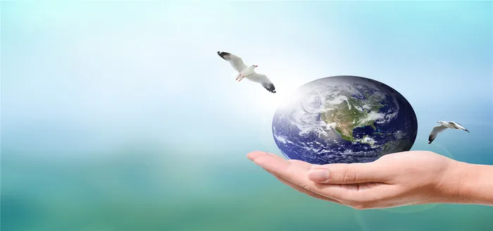 手托地球环保海报背景高清