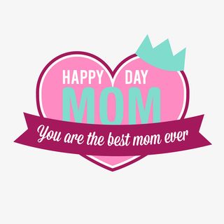 红色爱心母亲节标签免抠