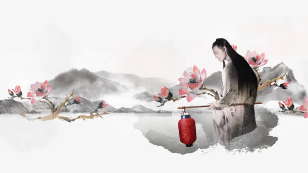 荷花人物免抠