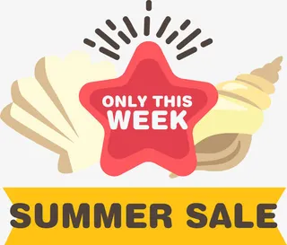 夏季促销海螺标签免抠