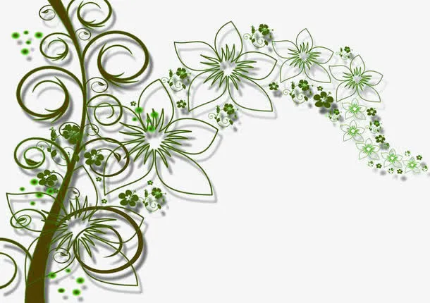 绿色立体花朵免抠