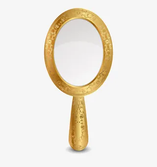 一面精致的铜制边框的镜子免抠