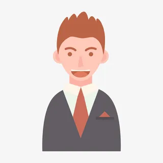 开心的卡通西装男免抠