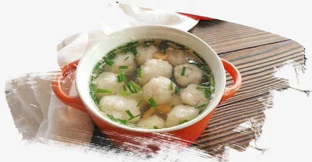 水墨风鱼丸汤免抠