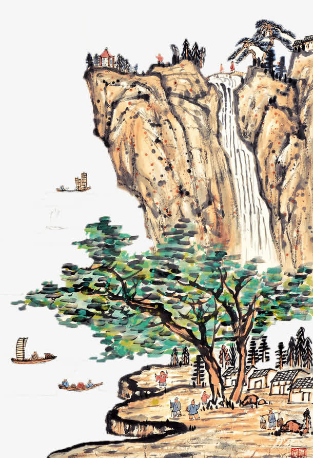 中国风水墨画免抠