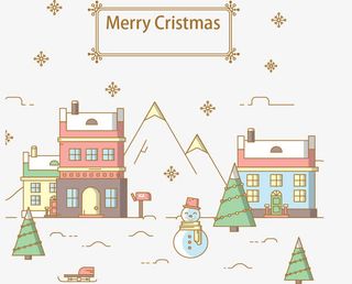 矢量卡通圣诞节街道免抠