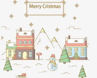 矢量卡通圣诞节街道免抠