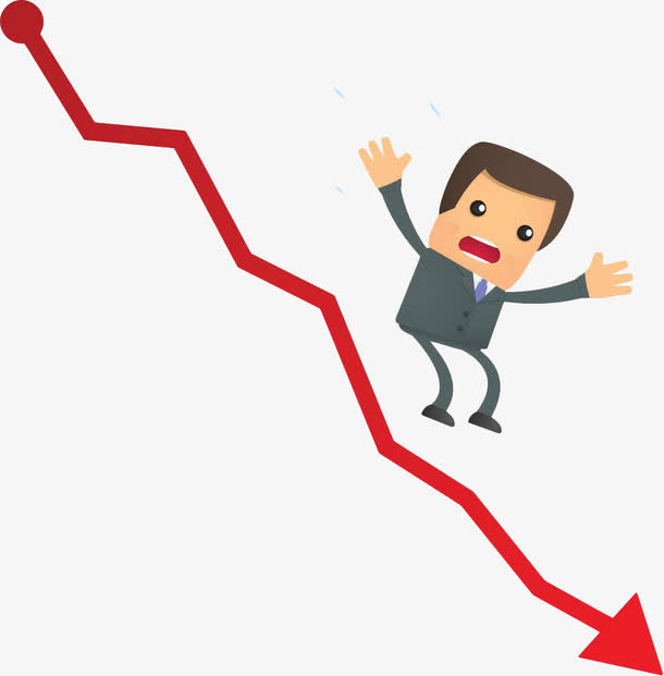 手绘红色向下箭头免抠