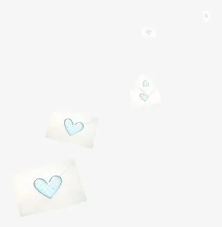 有蓝色心形团的纸张素材免抠