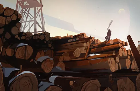 圆木户外人物砍伐免抠