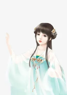 古风白色纱衣可爱小女孩免抠