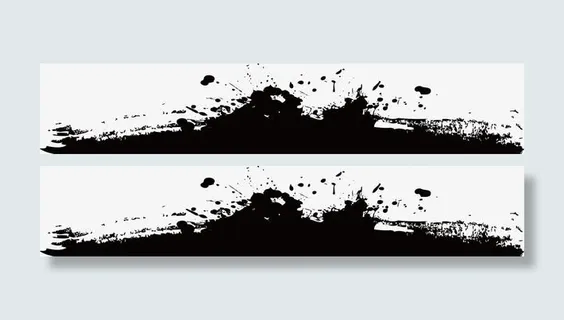 水墨画笔迹喷墨矢量图免抠