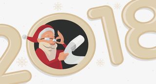 看礼物清单的圣诞老人免抠