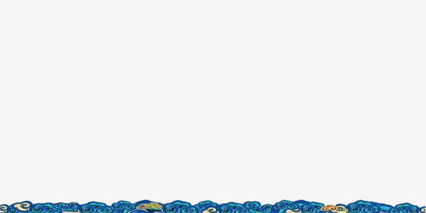 中国风简约蓝色波浪纹理边框免抠