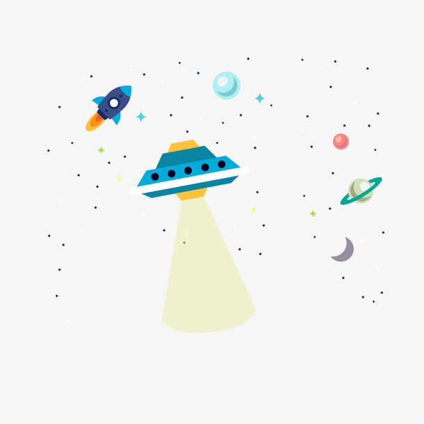 外星星球元素飞碟免扣插画免抠