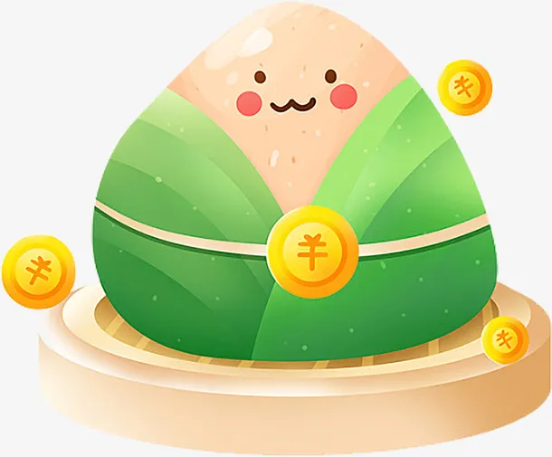 手绘卡通端午元素粽子免抠