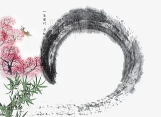 中国风之水墨桃花免抠