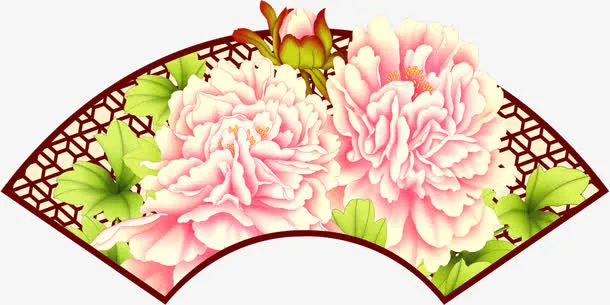 中国风粉色牡丹花免抠