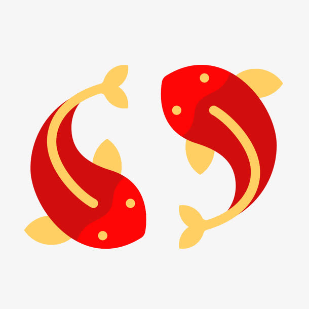 红色中国风节日鱼装饰免抠