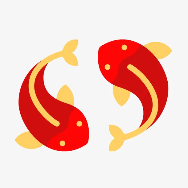 红色中国风节日鱼装饰免抠