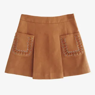 卡其色短裙免抠