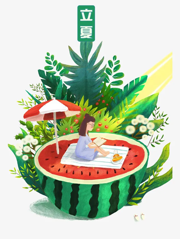 手绘小清新装饰插图立夏节气插画免抠