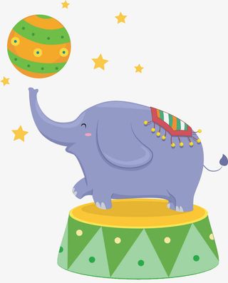 卡通大象顶球马戏团表演免扣免抠