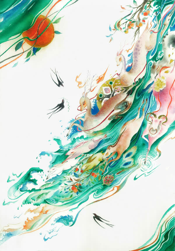 唯美古风插画免抠