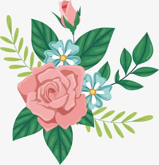 矢量图盛开的鲜花免抠手绘/卡通卡通元素