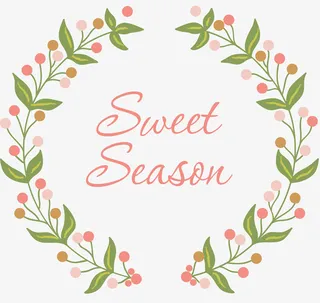 扁平风格纯色矢量花环免抠