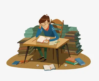 卡通手绘考试复习插画免抠