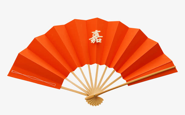日本新年橘色折扇免抠