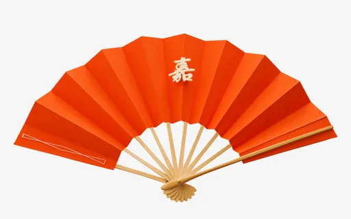 日本新年橘色折扇免抠