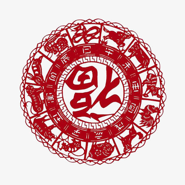 红色倒福装饰元素免抠