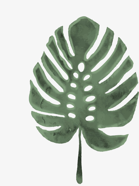 水墨绿色叶子免抠图免抠