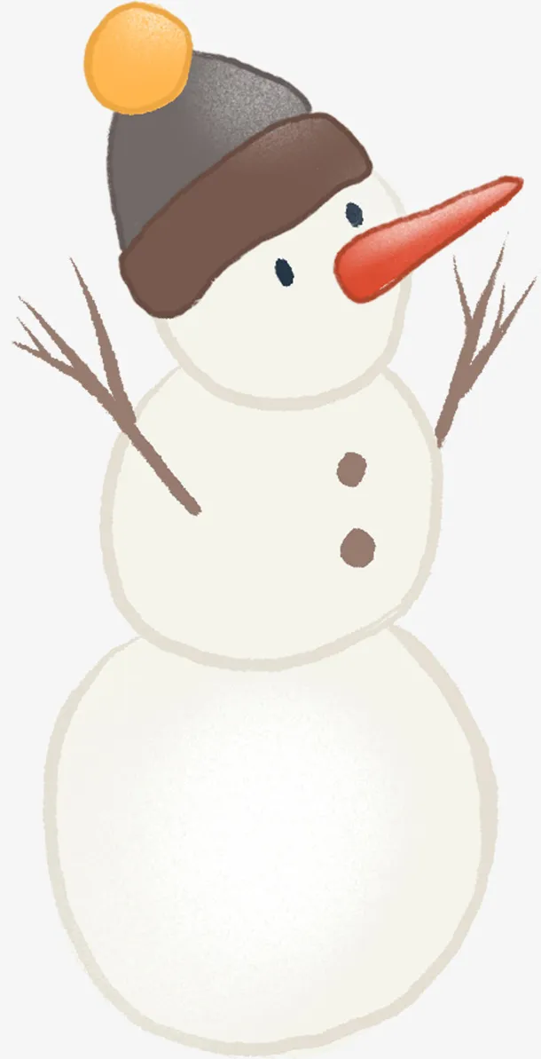 白色圣诞冬天雪人水彩免抠