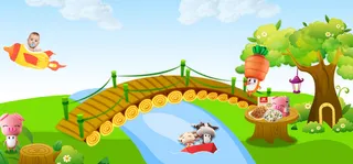 61儿童节出游卡通童趣蓝色背景高清