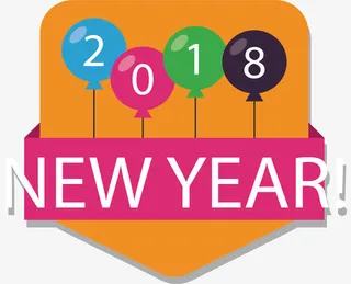 气球新年标签免抠