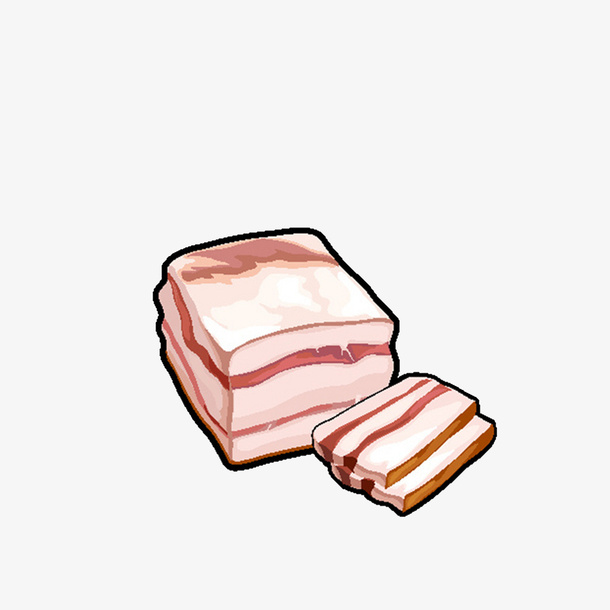 卡通手绘肥肥的五花肉素材免抠