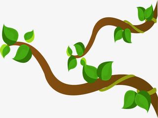 卡通绿色春天树枝风景免抠